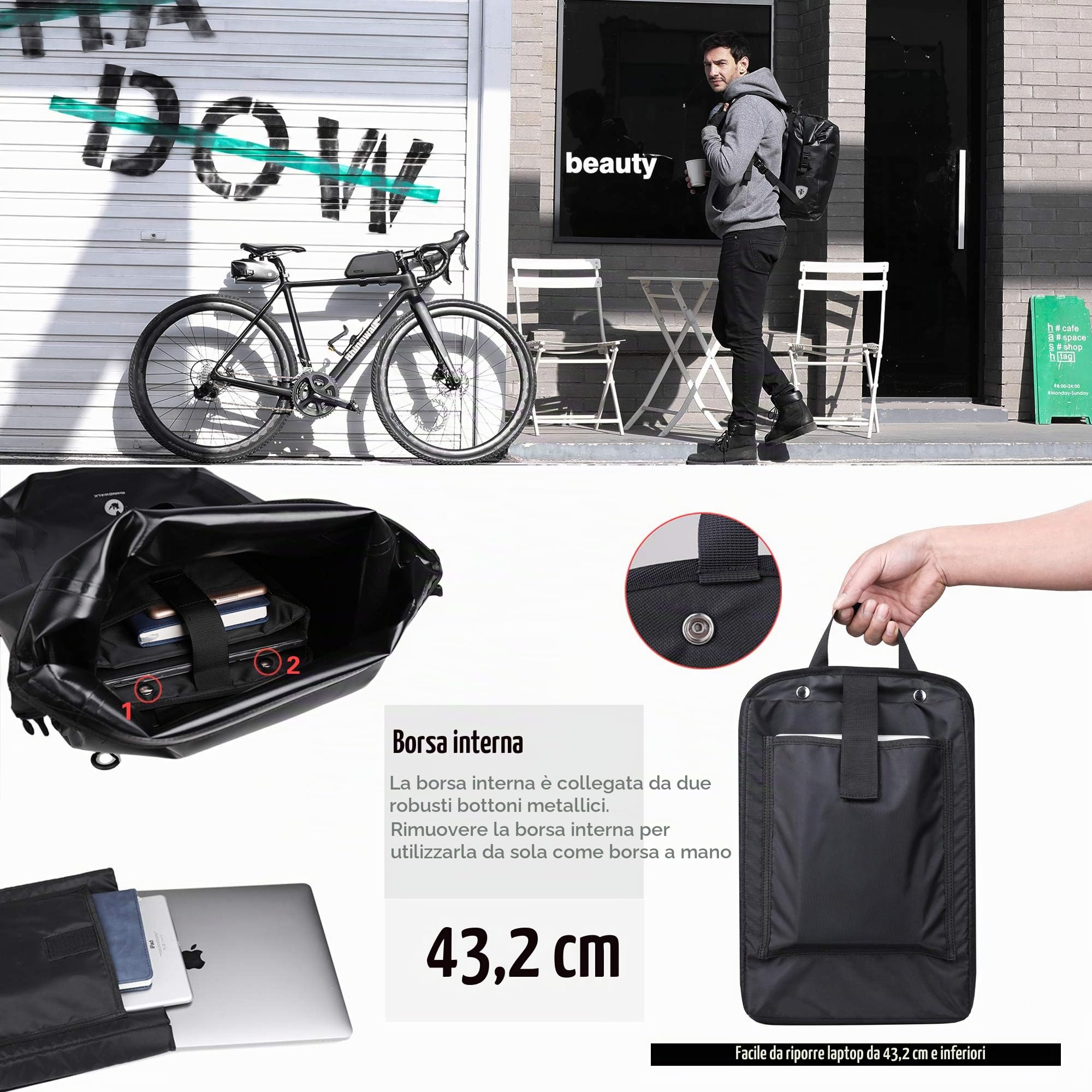 BAIGIO 27L / 30L Multi-Tasca Borsa per Bicicletta Impermeabile Borse Portapacchi Posteriore Bici MTB Sacchetto della Bicicletta per Ciclismo e Viaggio (Nero)