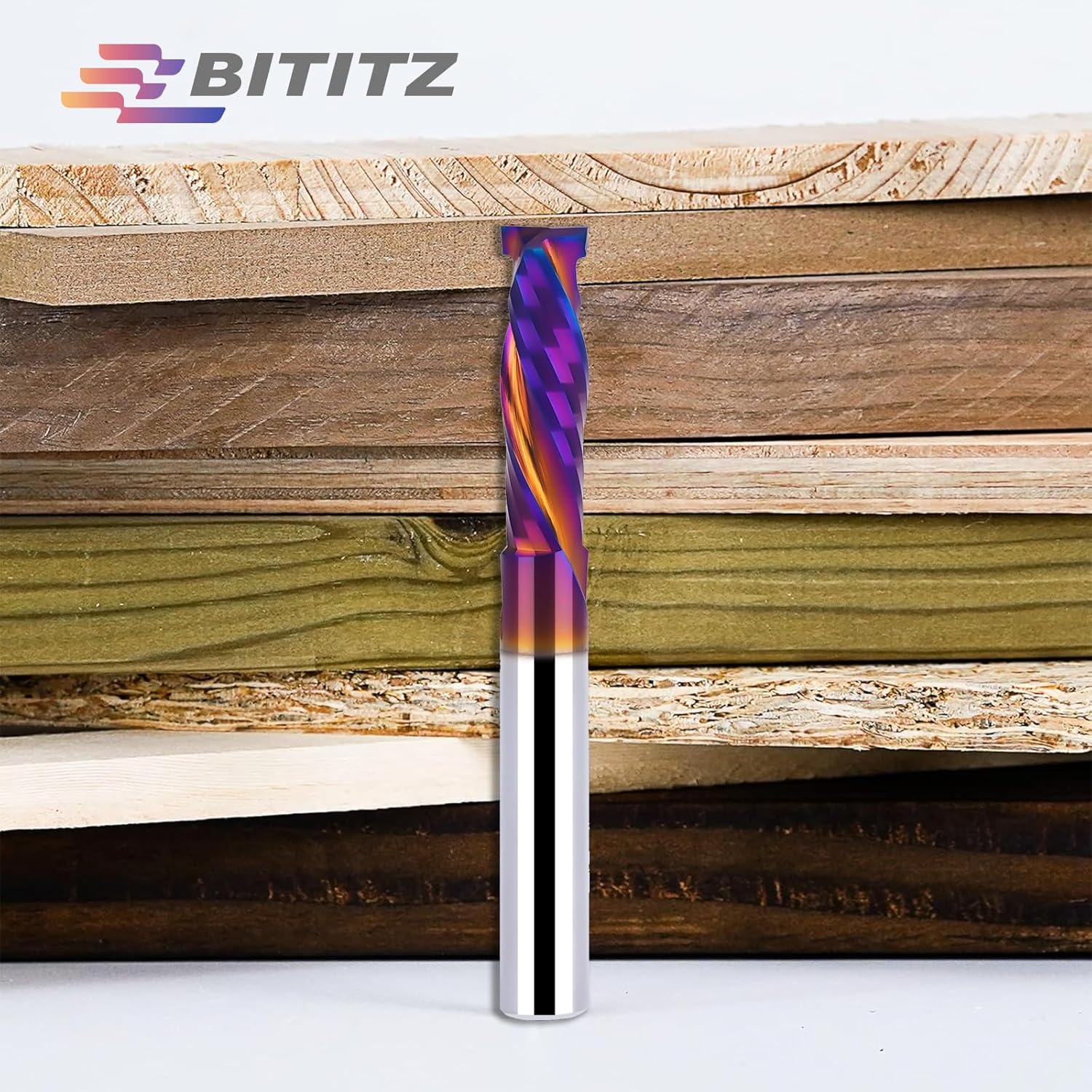 Up & Down Cut Spiral Router Bit 1/4 Inch Shank 1/4 Inch Cutting Diameter 1/10 inch Cutting Length with Extra Long Life Coating CNC Router Bits End Mill for Wood Cutting, Slot Mortise, Engraving