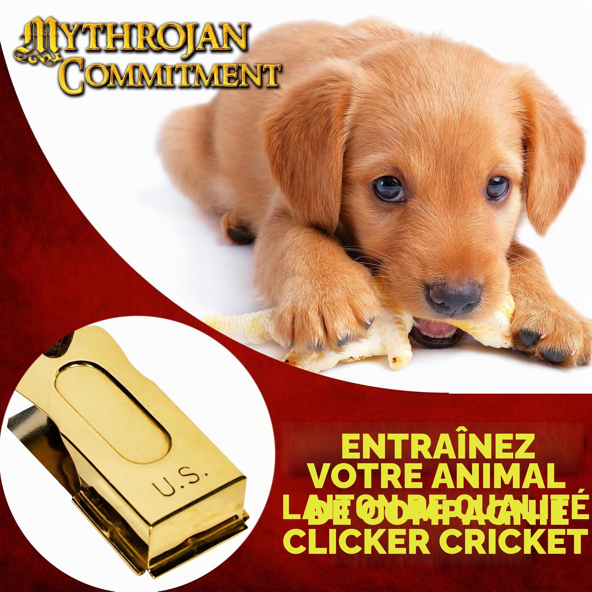 Mythrojan Brass and Steel Pet Training Clicker Puppy Dog Training Dog Clicker Cricket Clicker U.S. Engraved WII Military Gear Metal Clicker