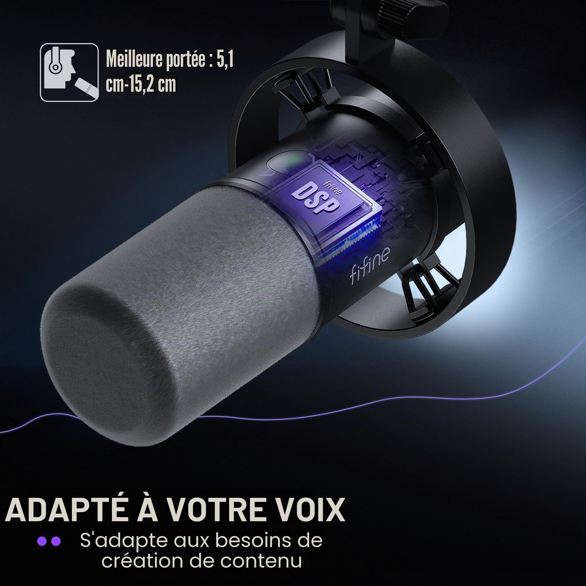 FIFINE K688 Kit de microphone pour podcast, microphone dynamique USB/XLR avec perche pour PC/mixeur XLR, microphone de jeu avec bouton de sourdine, prise casque pour voix, voix-off, streaming