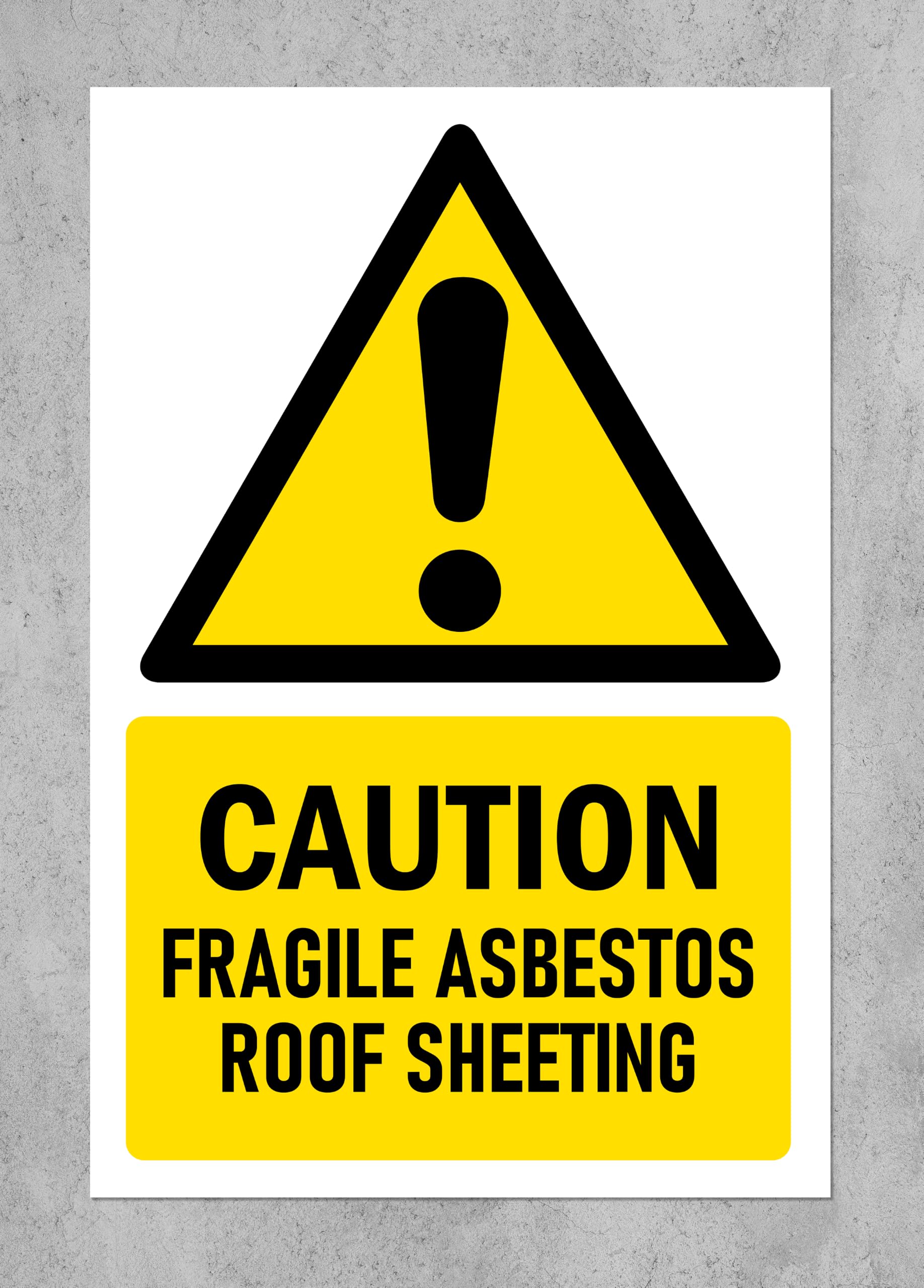 Caution, Fragile asbestos roof sheeting, safety sign - 1mm flexible Plastic sign (200mm x 150mm) โ image 1