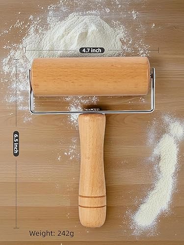 Miniatura 2 de Rodillo de pizza pequeño, rodillo de masa de madera antiadherente para pastelería, tortilla, pizza, albóndigas de galletas (tipo 2)