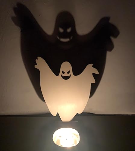 Portavelas de Halloween para decoración de Halloween, espeluznante fantasma negro, portavelas con sombra, soportes para velas de miedo, decoración