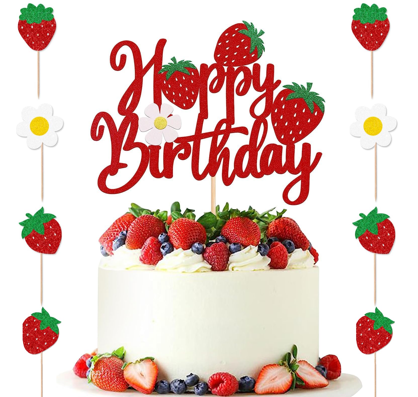 Buer Homie Lot de 48 autocollants muraux en forme de fraise pour décoration de fête sur le thème des fraises, décoration d'anniversaire de fruits, autocollants de cuisine Buer Homie Lot de 48 autocollants muraux en forme de fraise pour décoration de fête sur le thème des fraises, décoration d'anniversaire de fruits, autocollants de cuisine
