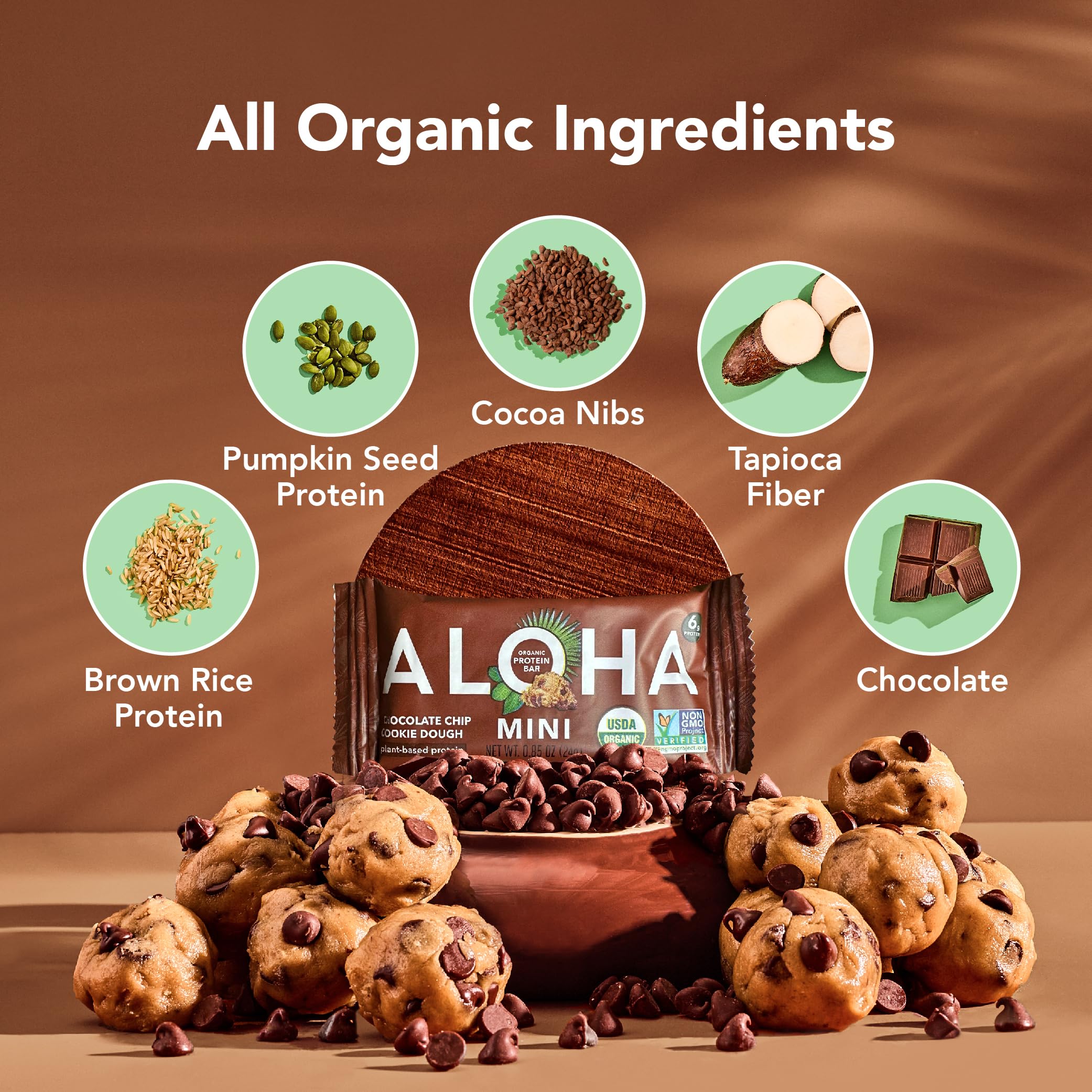 Amazon.com: ALOHA Organic Plant Based Protein Bar MINIS |Chocolate