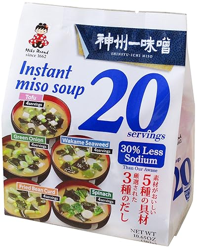 Miko Brand Miso Soup 20 Piece Value Pack Pack-30% Less Sodium, 10.65 Ounce