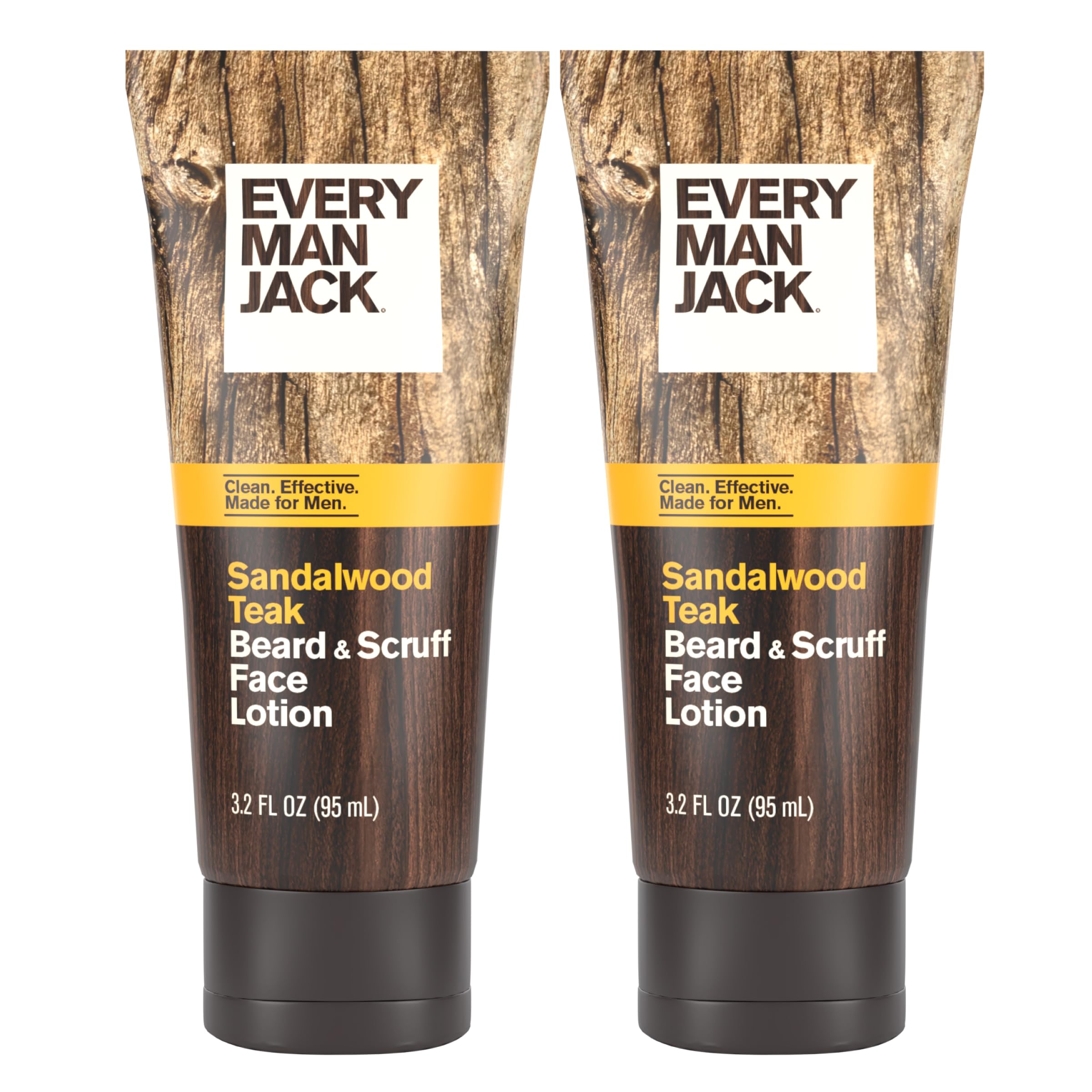Every Man Jack Beard + Face Recovery Lotion-Moisturizes Relieves Dry Skin and Beard Itch - Light Sandalwood Scent-Made w/Naturally Derived Ingredients like Coconut Oil, and Witch Hazel-3.2oz(2 pack)