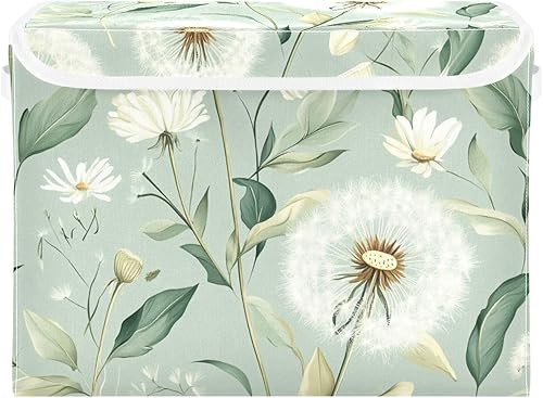 Miniatura 10 de Contenedores de almacenamiento plegables con tapas, cubos de almacenamiento de tela decorativos, organizadores de armario y cestas de Flores de