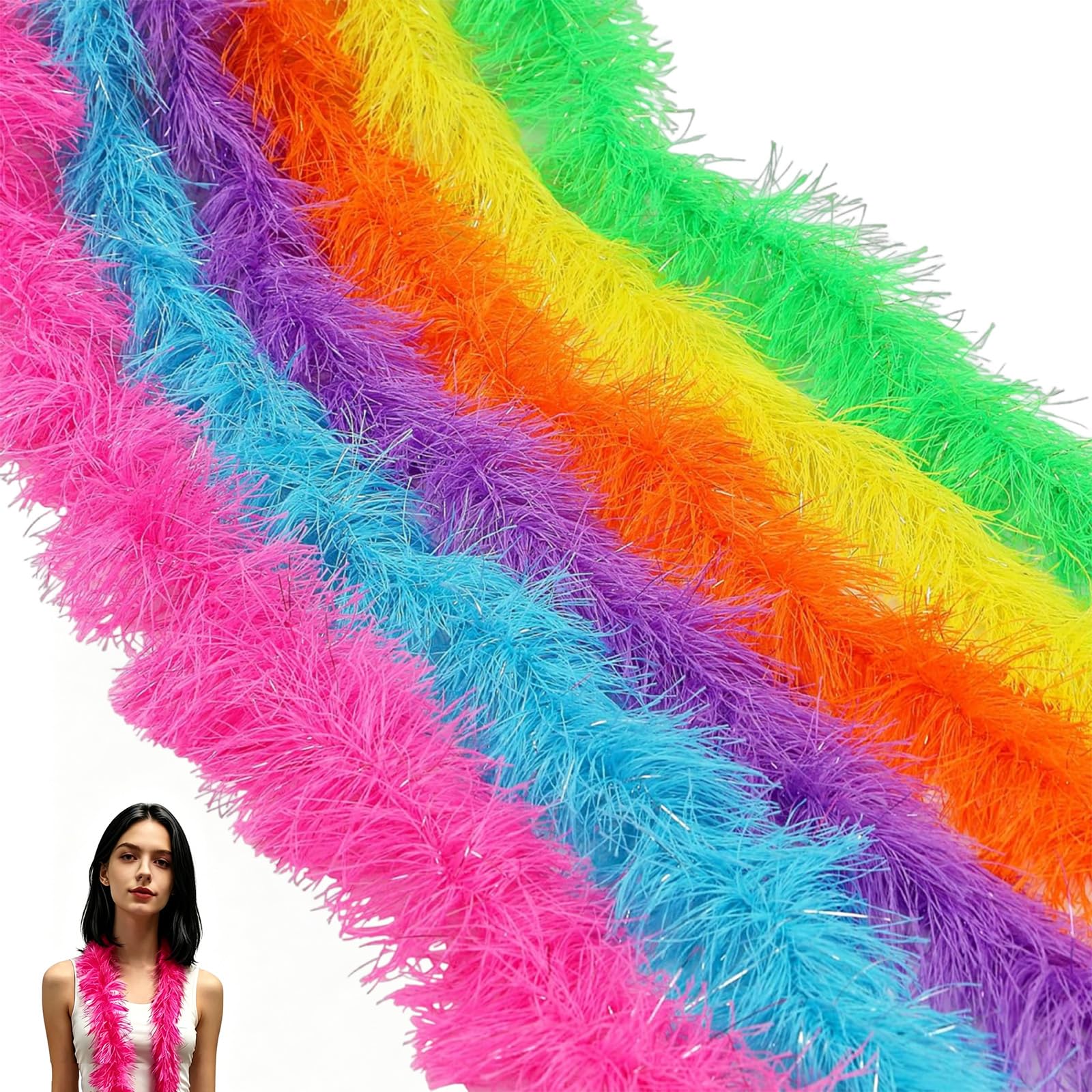 12 Pack Colorful Feather Boa, Polyester PVC, 1.5M Long for Dance Party Wedding Halloween Christmas Decor, Soft Feathers for Party, Performance, Costume Accessories, Perfect For Adults And Children
