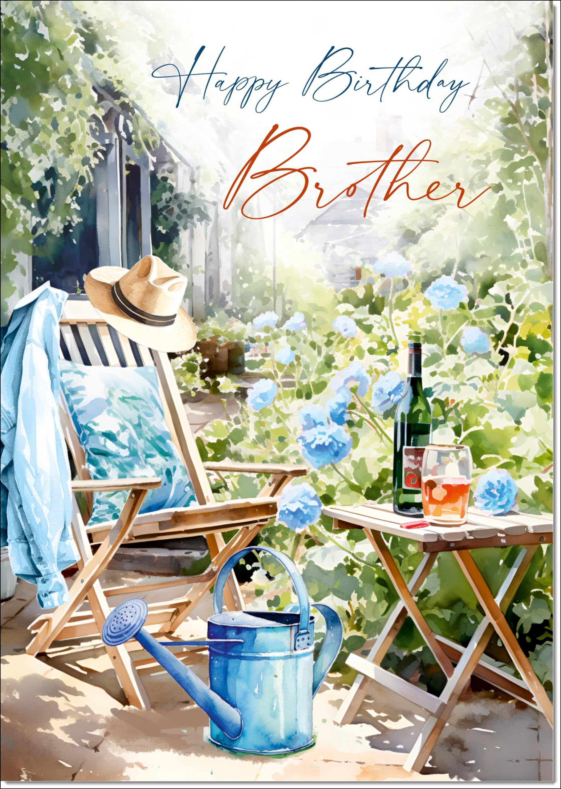 doodlecards Brother Birthday Card Relax in the Garden Large A4 Size with Plain Envelope — image 1