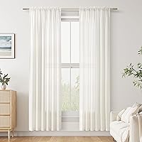 Vista 32 de Guken - Cortinas de lino negro de 108 pulgadas de largo para sala de estar, dormitorio, juego de 2 paneles, bolsillo para barra, cortinas