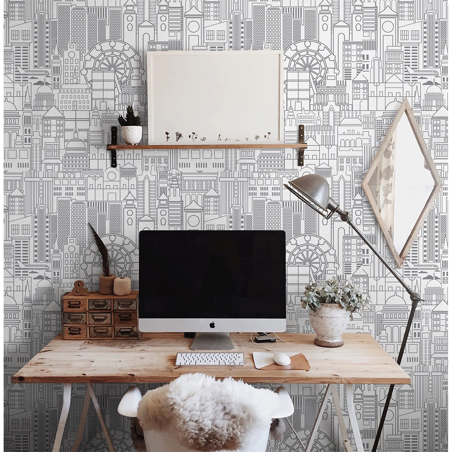 Papier peint paysage urbain 152x104cm pour meuble et salon moderne