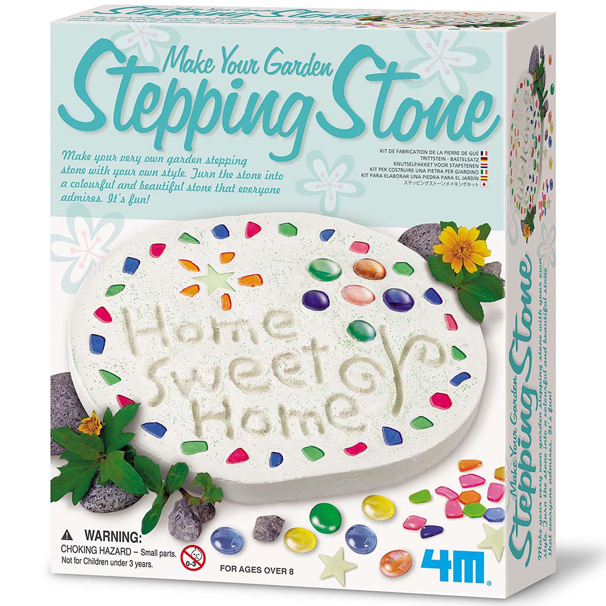 4M: Make Your Garden: Stepping Stone - DIY Ceramic Yard Decor Kit, All-in-1 Art & Craft Set, 7.5" Mold, Decorate W/Beads-Glitter-Stones, Kids Ages 8+