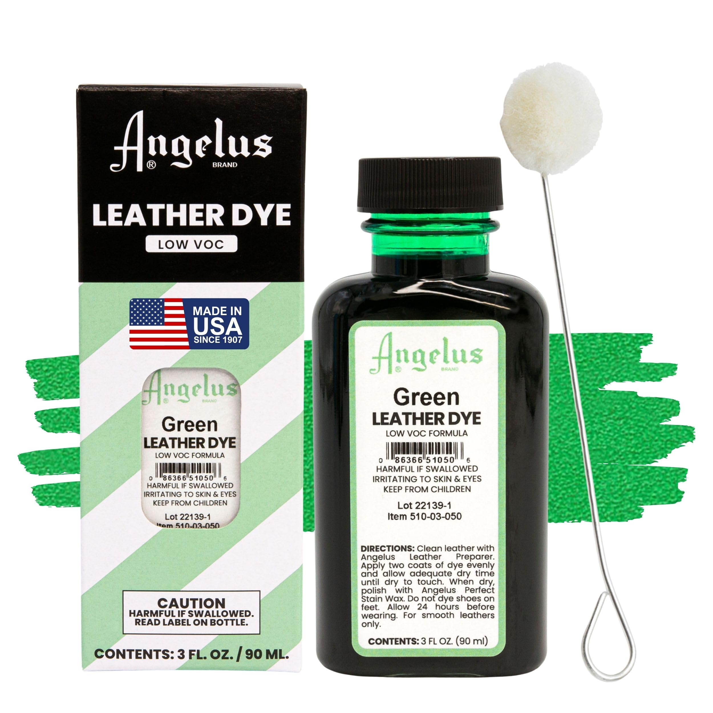 Angelus Leather Dye - Flexible Leather Dye for Shoes, Boots, Bags, Crafts, Furniture, & More 3oz (Green)