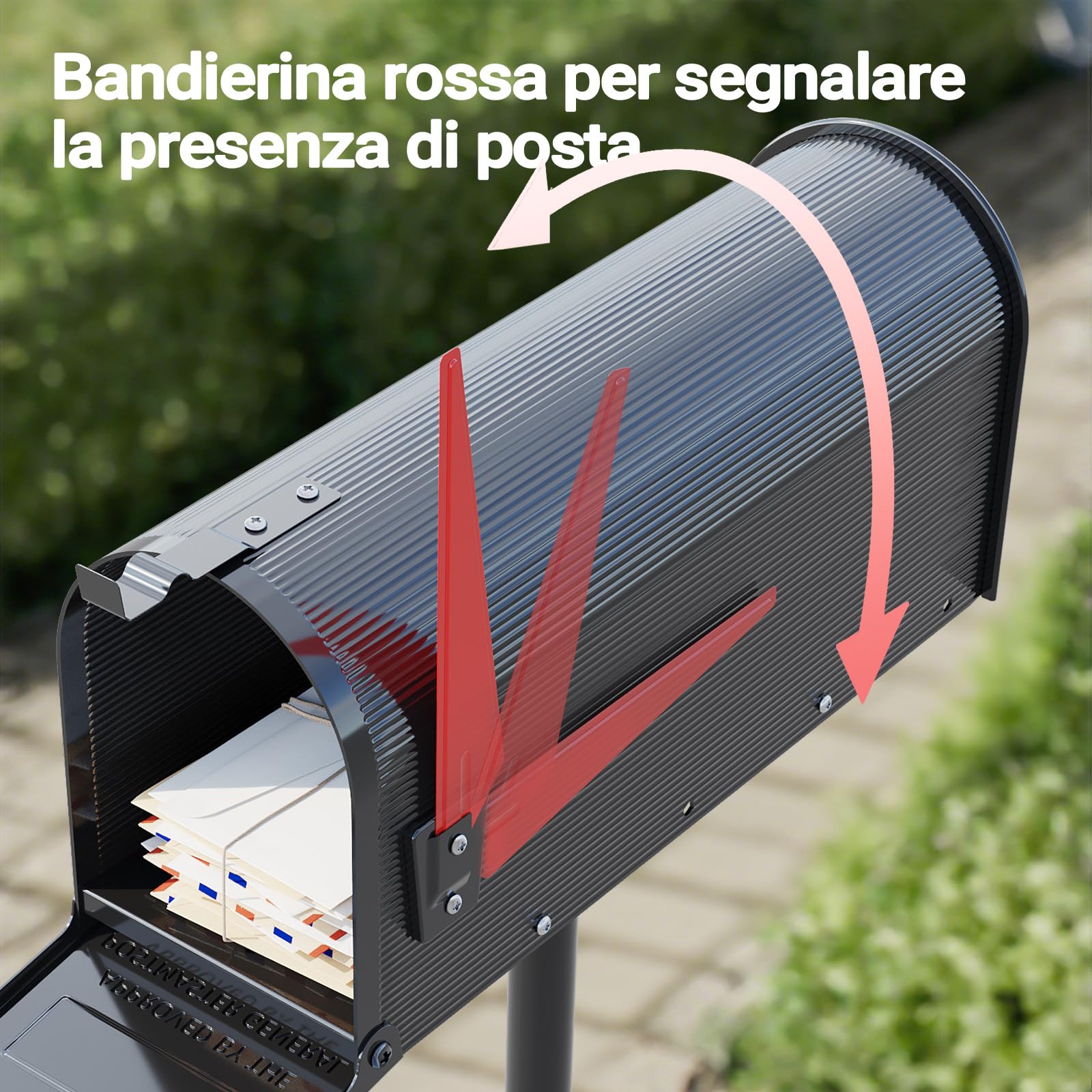 Wiltec Cassetta postale americana in acciaio zincato nero con materiale di montaggio