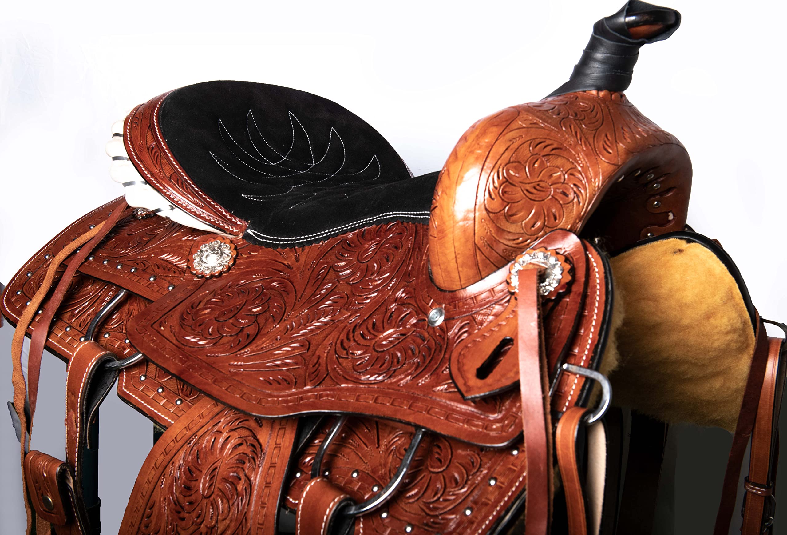 Selle Western Barrel Racing En Cuir - Taille 15 Pouces - Fait Main