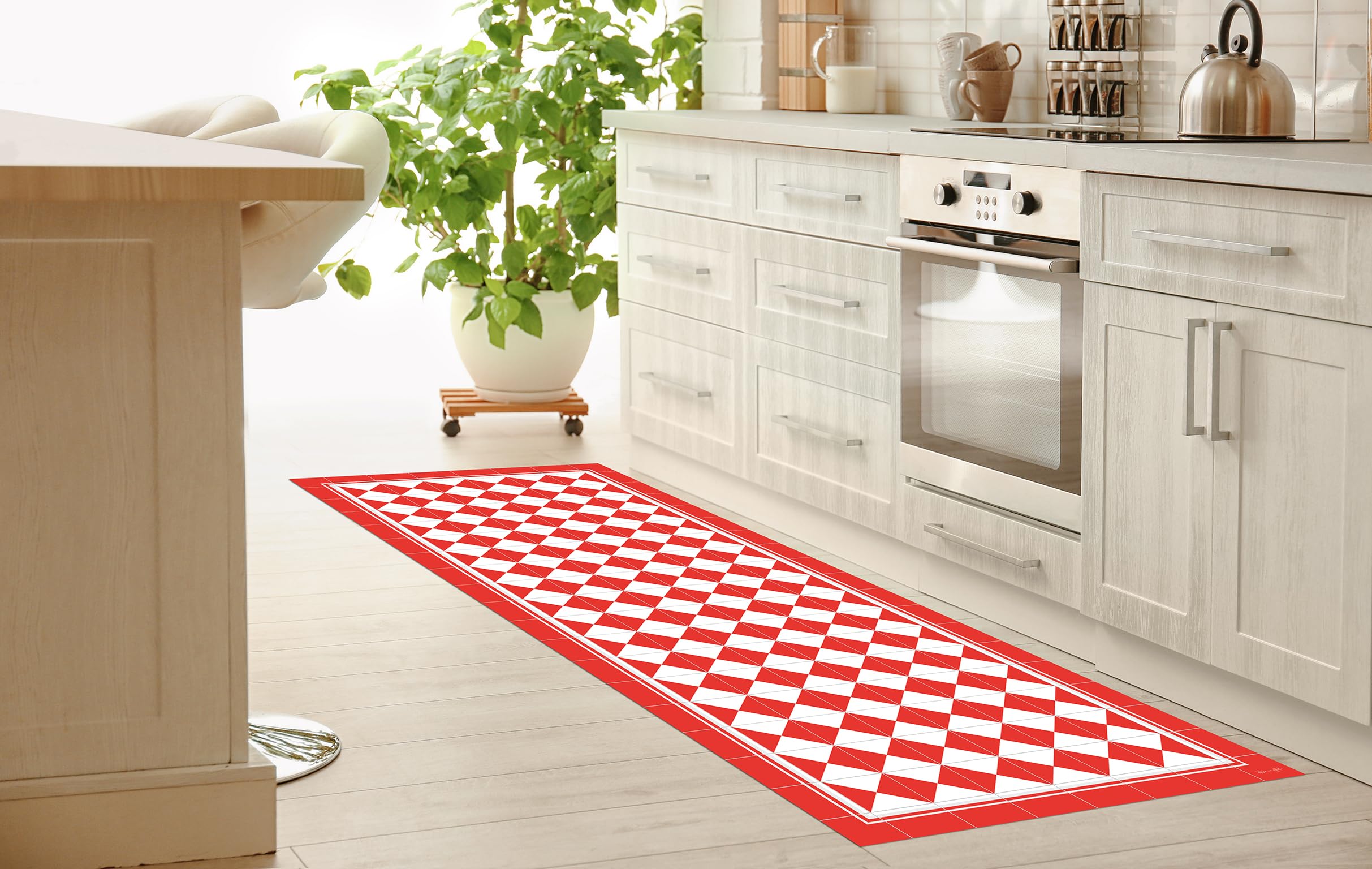 DobleUve Estudio Alfombra Vinílica Imperial | Rojo | 100x150 | Alfombra Cocina Lavable Antideslizante | Alfombra Vinilica | Suelo Vinílico | Alfombra Vinilo Salón