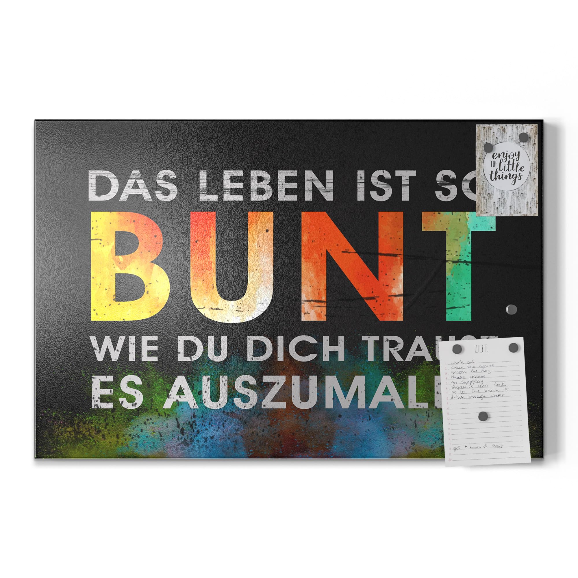 DEQORI Metall Magnettafel | 60x40 cm cm groß | Motiv Lebensbunte Vielfalt | Whiteboard für alle Magnete | Magnetboard Wand-Tafel für Küche & Büro | Design Magnetwand Pinnwand magnetisch