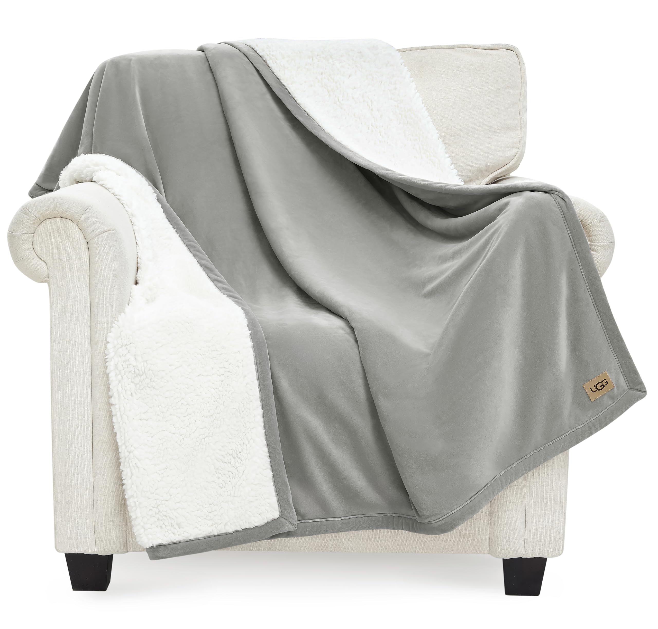 UGGUGG Bliss Throw Blanket Plush Soft Fleece Fluffy Blankets for Bed or Couch Oversized Warm Reversible Machine Washable Medium Weight Home Decor Giftable Throw, 50-inch x 70-inch, Seal GreyOEKO-TEX STANDARD 100