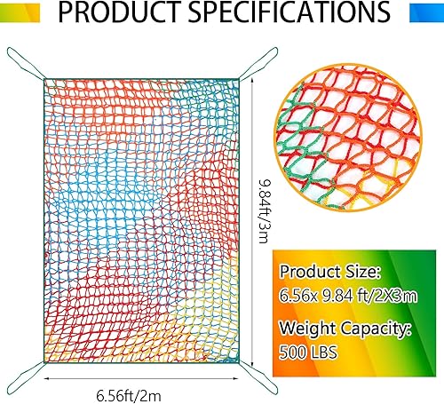 Miniatura 2 de Red de carga de escalada de 6.5 x 9.8 pies, red de escalada grande para niños, doble capa, red de seguridad para patio trasero con bolsa de