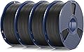 3D Printer Filament for SUNLU TPU 4 kg, TPU 90A Highly Elastic and Wear-resistant 1.75mm±0.03mm, Individually Vacuum Packed, 4kg Total, 1kg Per Spool, Pack of 4 (Black)