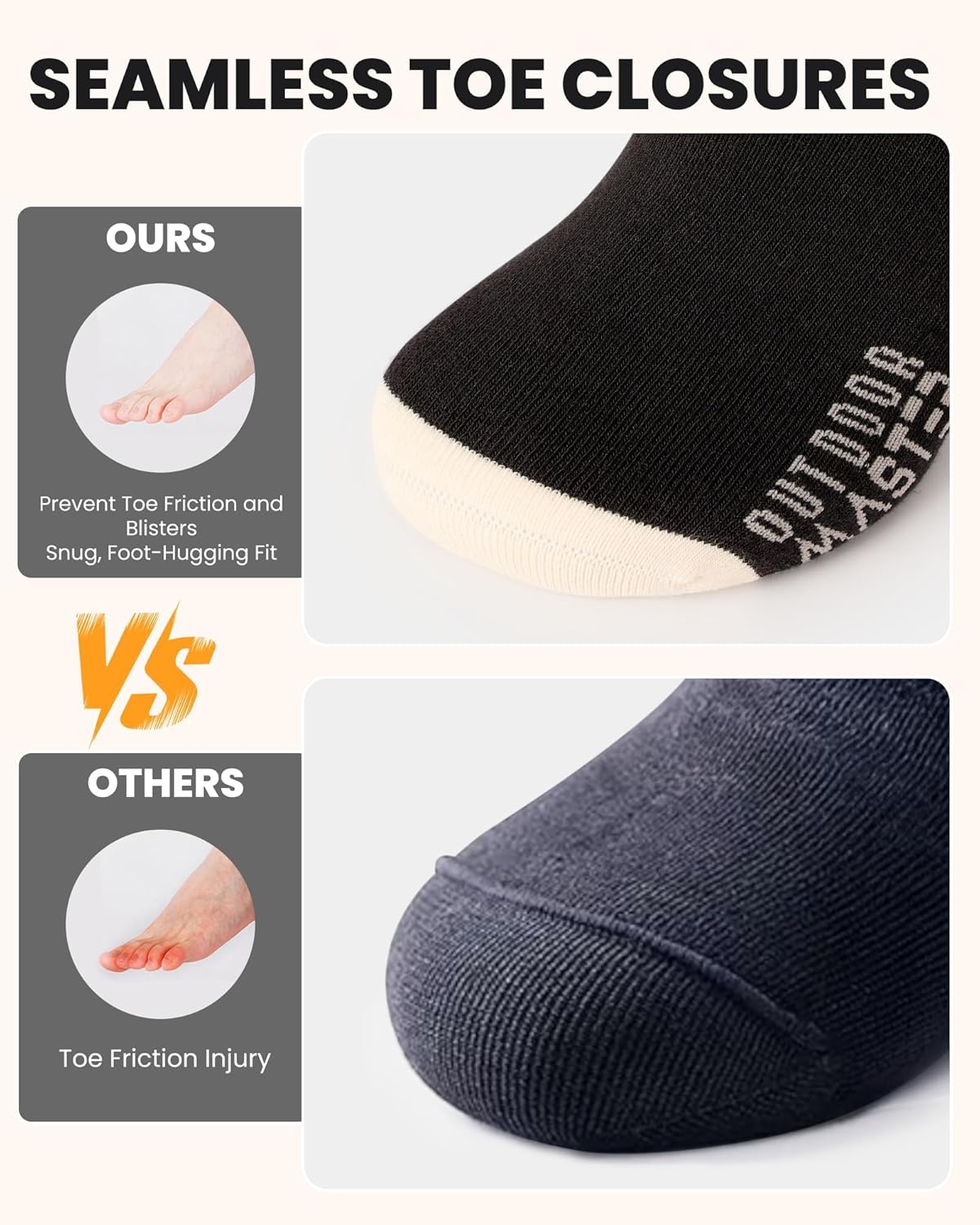 OutdoorMaster Ski Socks, Snowboarding Socks for Men & Women, Thermal Winter Warm & Breathable, Over The Calf Non-Slip Cuff - Image 5