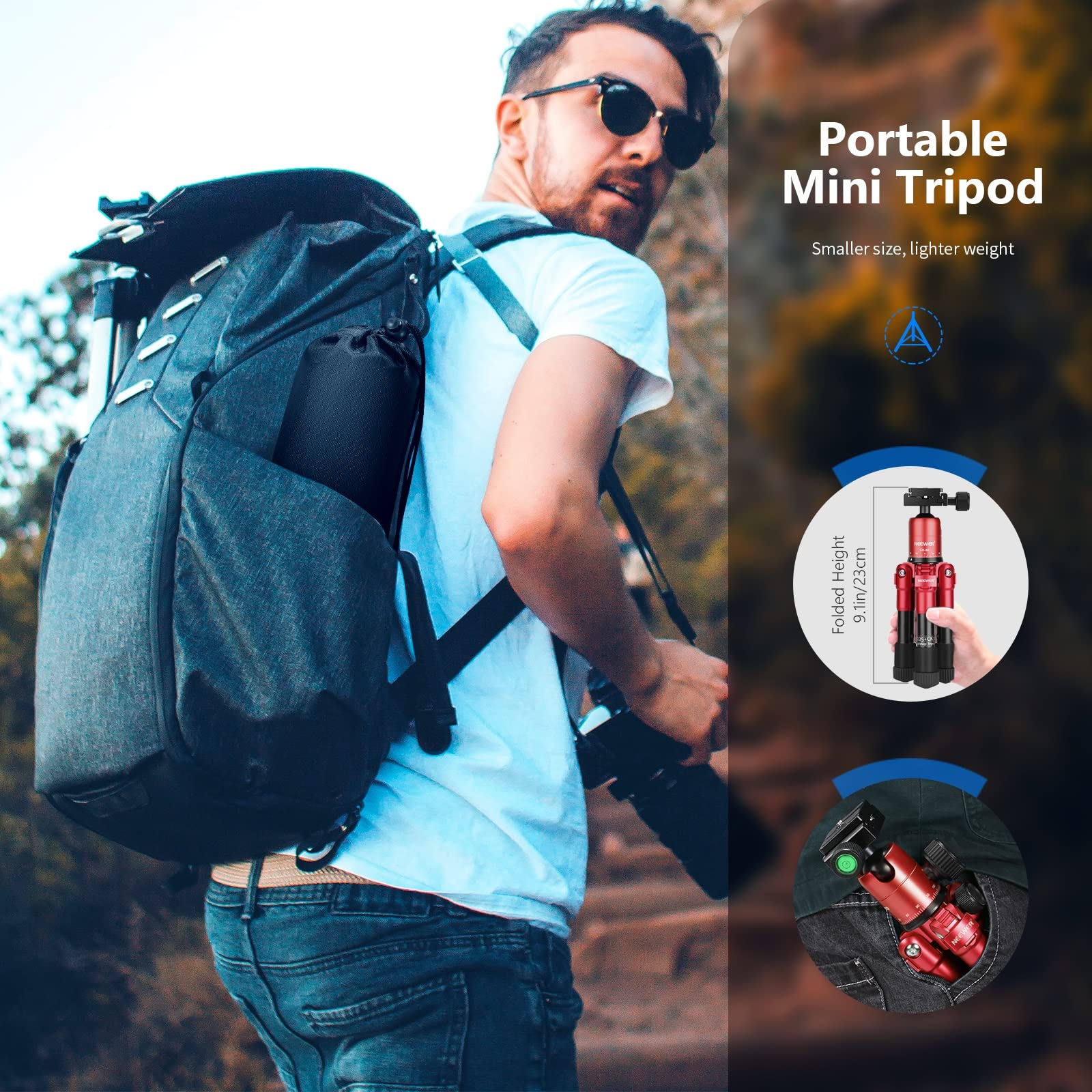 NEEWER Mini Stativ Mit 360° Kugelkopf – Aluminium, Höhe 17-50 Cm, Für DSLR Kameras Bis 5 Kg (11 Lb)