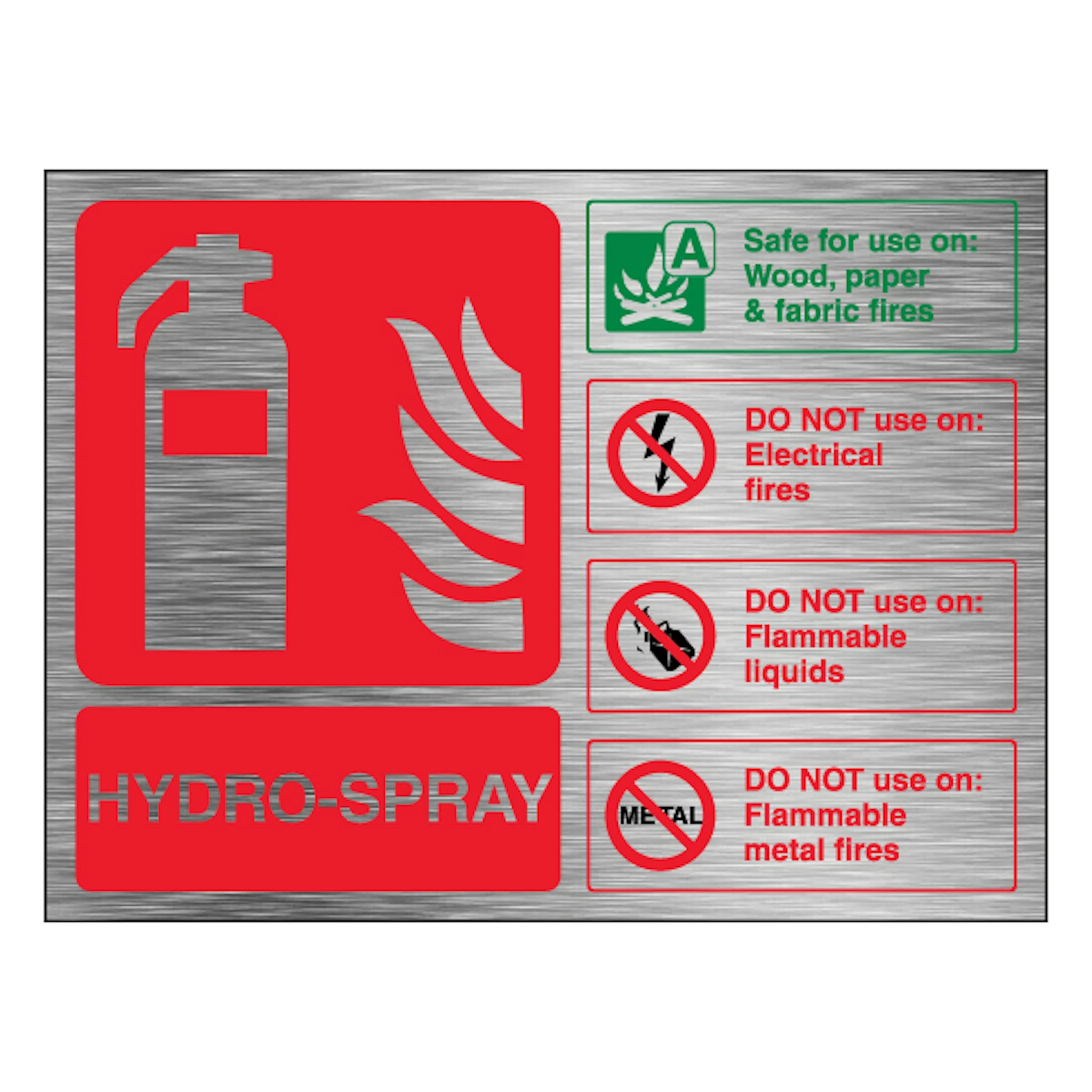 V Safety Hydro Spray - Landscape 150 x 100 mm - 1.6mm Aluminium Effect Rigid Plastic Safety Sign