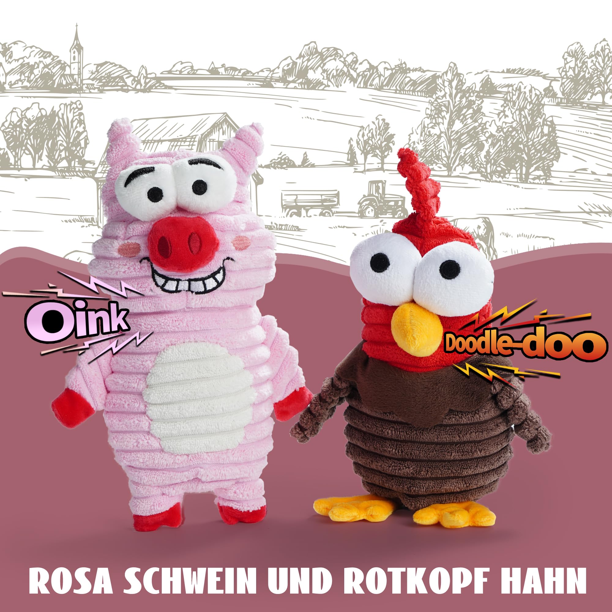 Nocciola 5 Packs Quietschendes Hundespielzeug, 5 Lustige Seltsame Quietschen für Verschiedene Tiere, Unzerstörbares Kuscheltier für Welpen, Plüsch-Spielzeug für Kleine, Große Hunde
