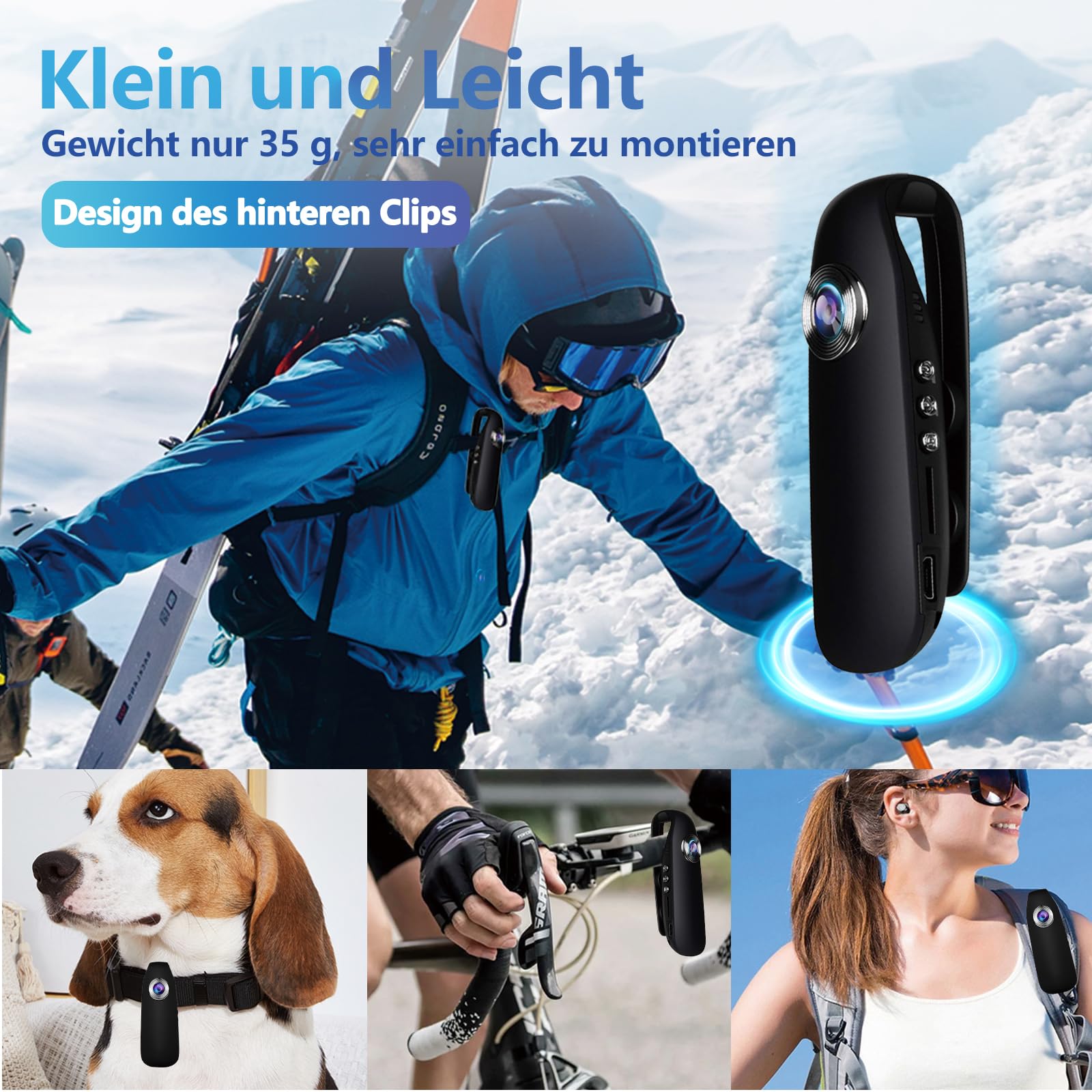 Bextgoo Bodycam 1080P HD - Mit 64GB Karte, Nachtsicht & Magnetclip