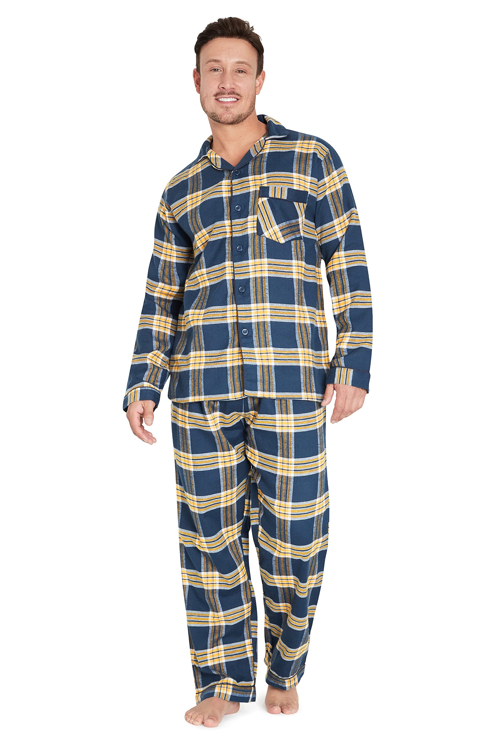 CityComfort Mens Pyjamas Set, Cotton Men's Nightwear, Check Plaid Loungewear, Traditional ...
