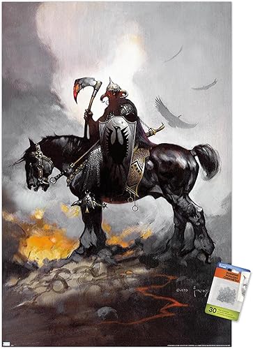 Miniatura 7 de Trends International Frank Frazetta - Póster de pared de Death Dealer 1, 14.72 x 22.37 pulgadas, paquete de póster premium y alfiler