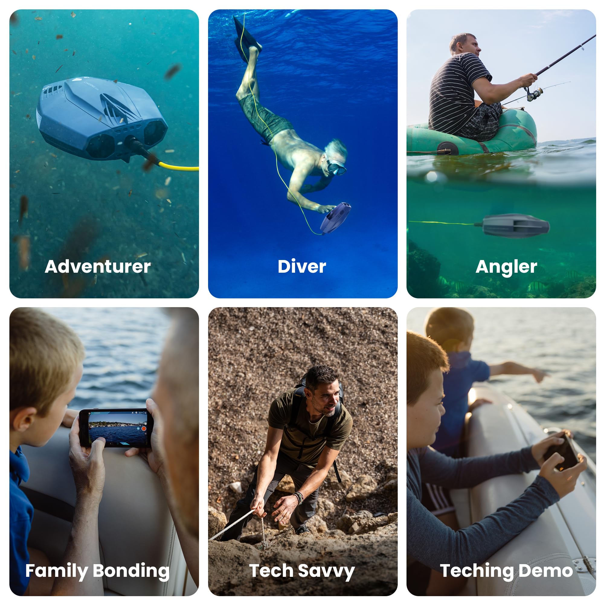 Chasing DORY Drone submarino – Dron submarino Full HD de 1080p con cámara para visualización en tiempo real, control remoto de aplicación (morado)
