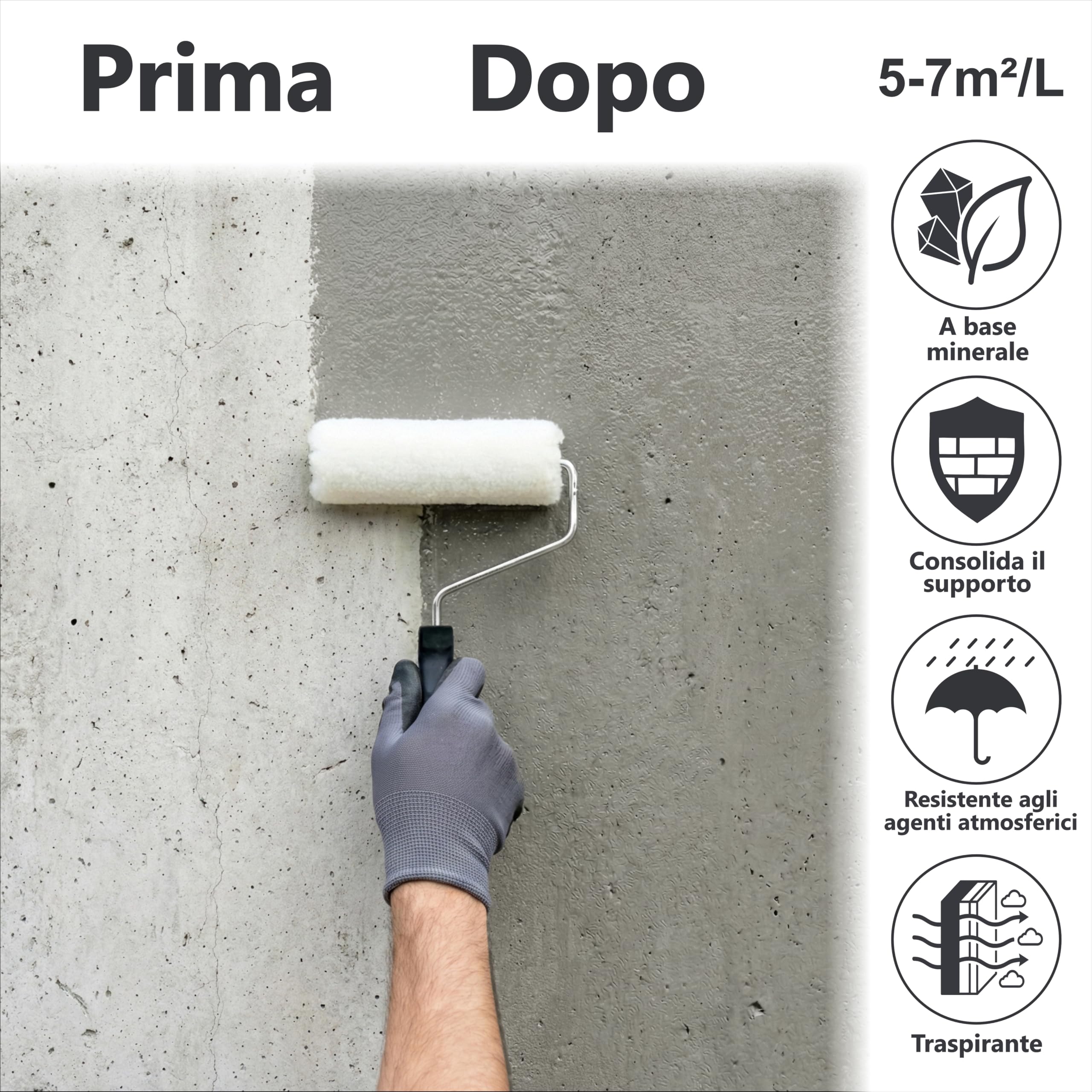 WO-WE Vetro liquido Silicato di Potassio Legante Adesivo Sigillante per pareti W515-10L
