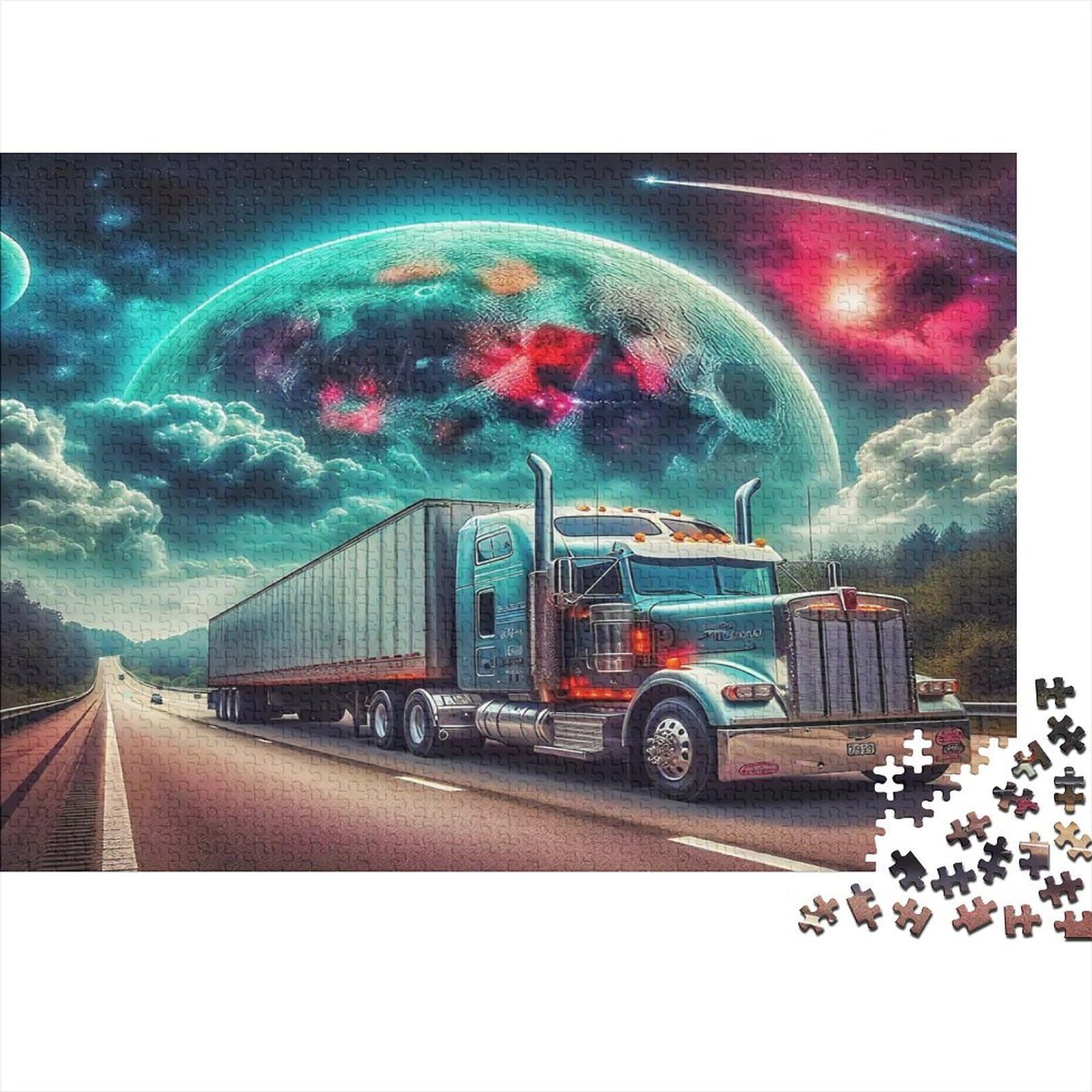 Futuristic Sci Fi Truck 1000 Piece Jigsaw Puzzle Paper for Adults Space Scene Puzzle Game for Family Focus Stress Relief Gift Home Decor 70x50cm/1000pcs