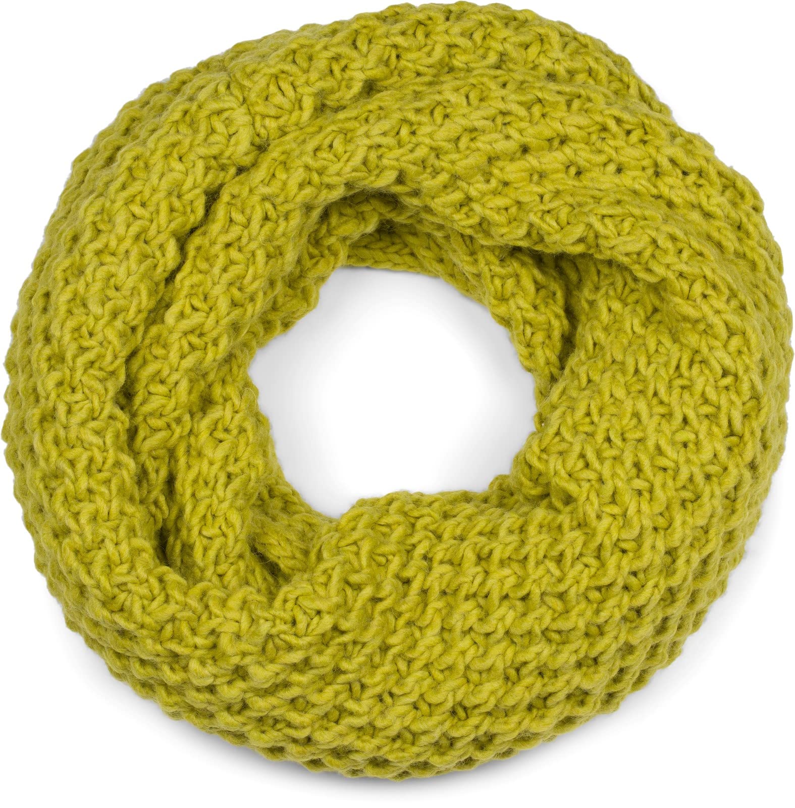 styleBREAKER Lime Green Unisex Knit Loop Scarf in Rough Knit Pattern
