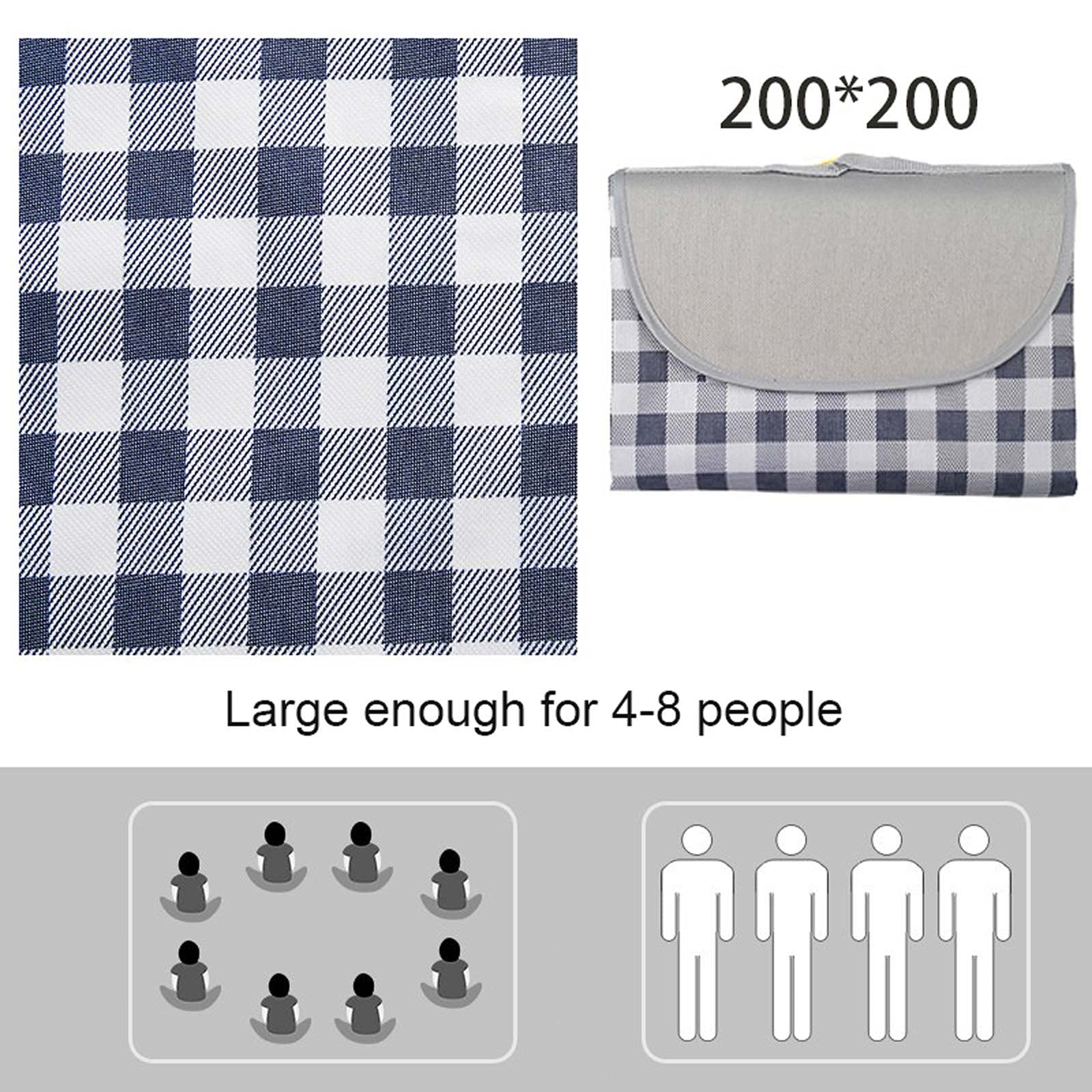 Couverture de Pique-Nique Imperméable, 200x200 CM Portable Tapis Pique Niques, Natte de Plage Nappe Picnic pour Jardin Extérieur (Color : Blue Grid)