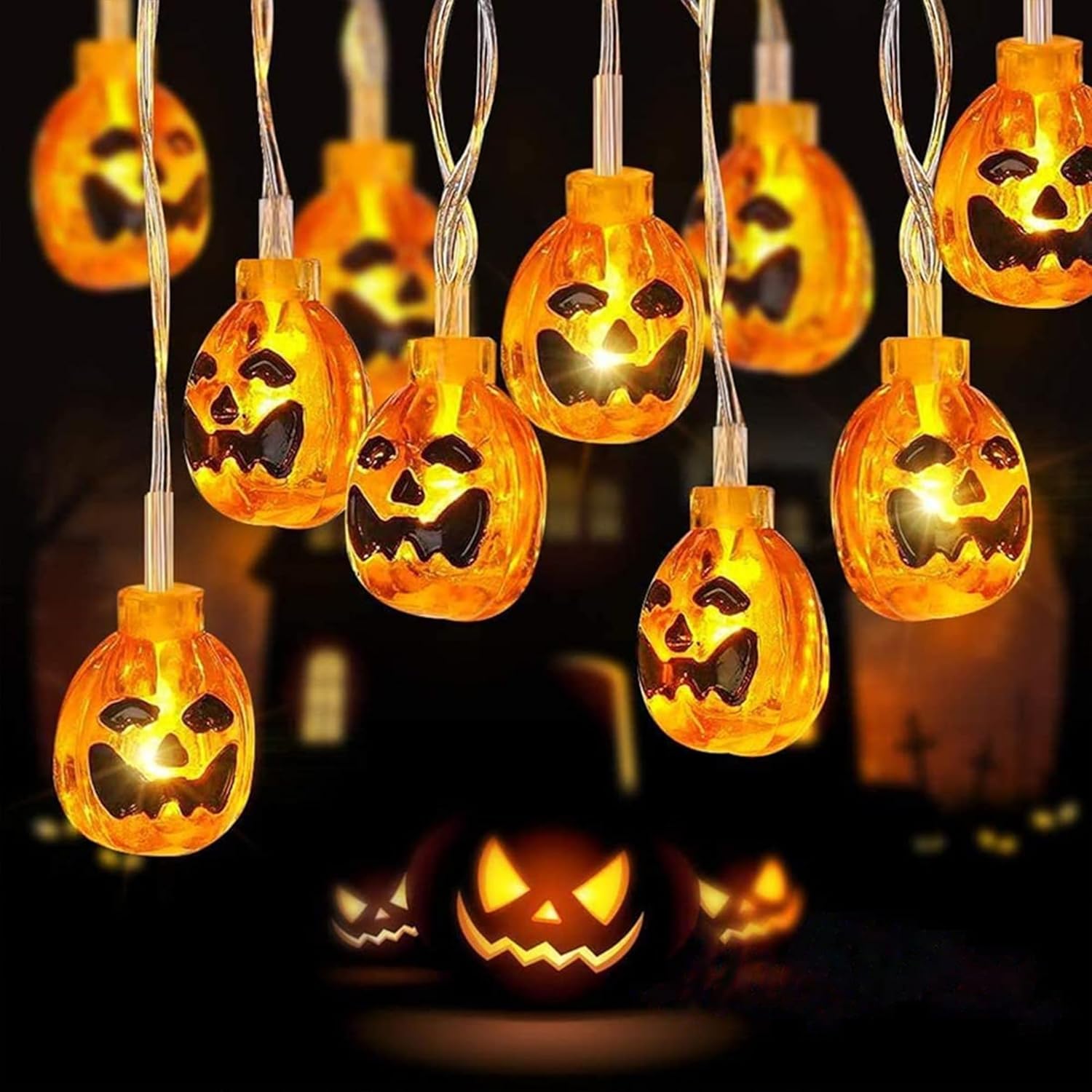 NOJGAC Halloween Decorations, Halloween Lights 20 LED 3D Pumpkin Lights