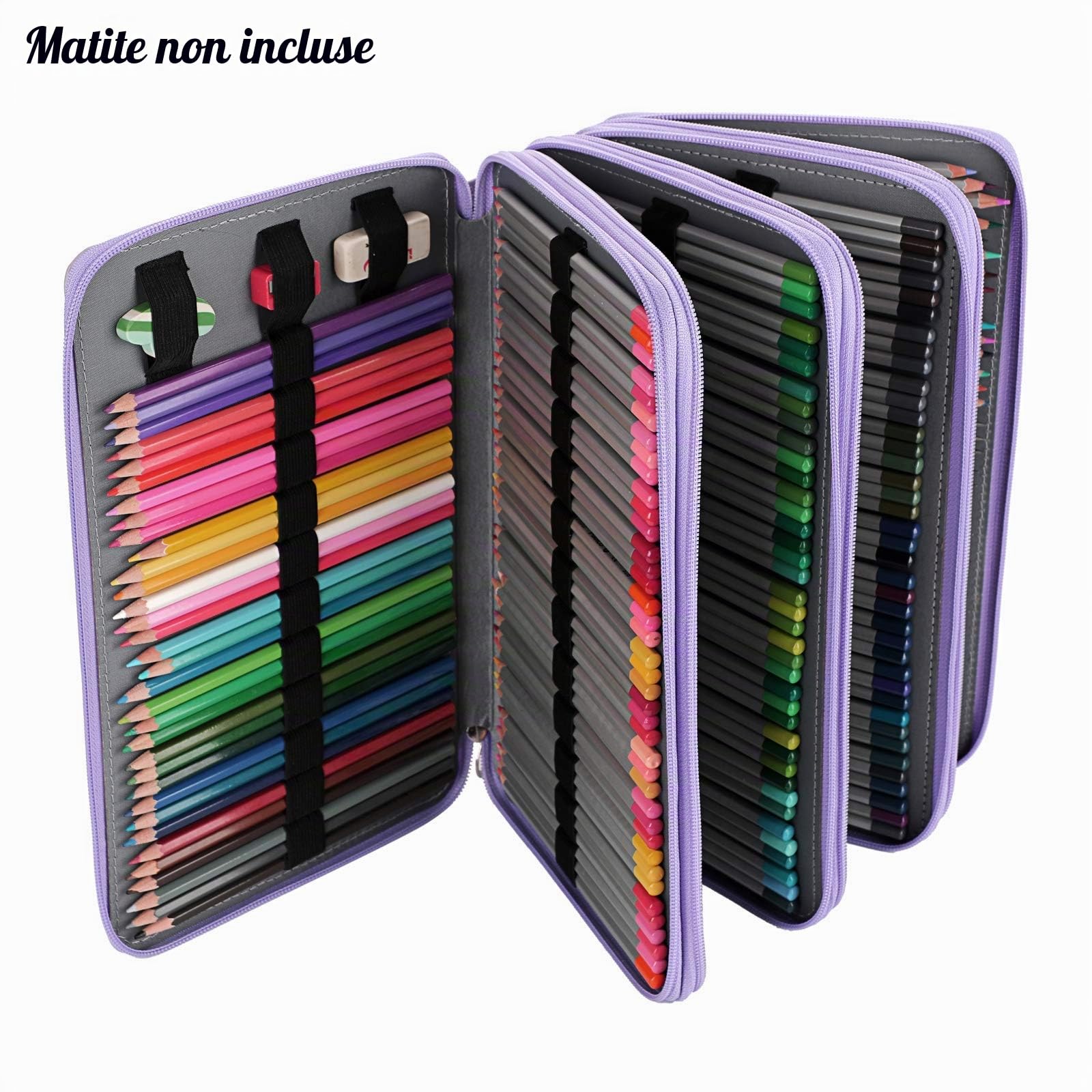 BSTKEY - Astuccio per matite colorate, in poliuretano, 300 pezzi, colore: viola