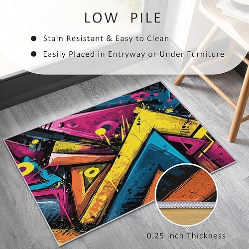 Miniatura 26 de Mosaic Rug 7x10 Rugs 80s Gaming Design Large Area Rug, Retro 70s Carpet Home Room Decor Rugs for Living Room Bedroom Kitchen Dorm Classroom Indoor