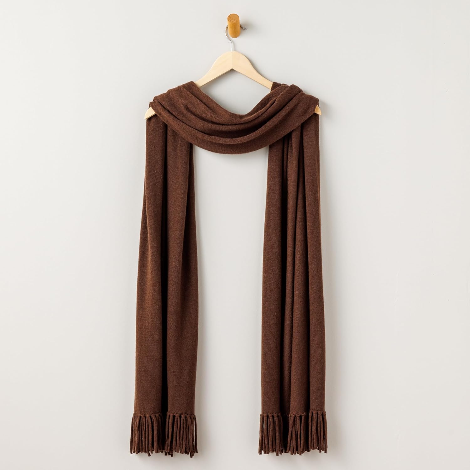 Fishers Finery Women's 100% Cashmere Knit Shawl Wrap with Fringe | Oversized 78” long by 28” wide - Image 2