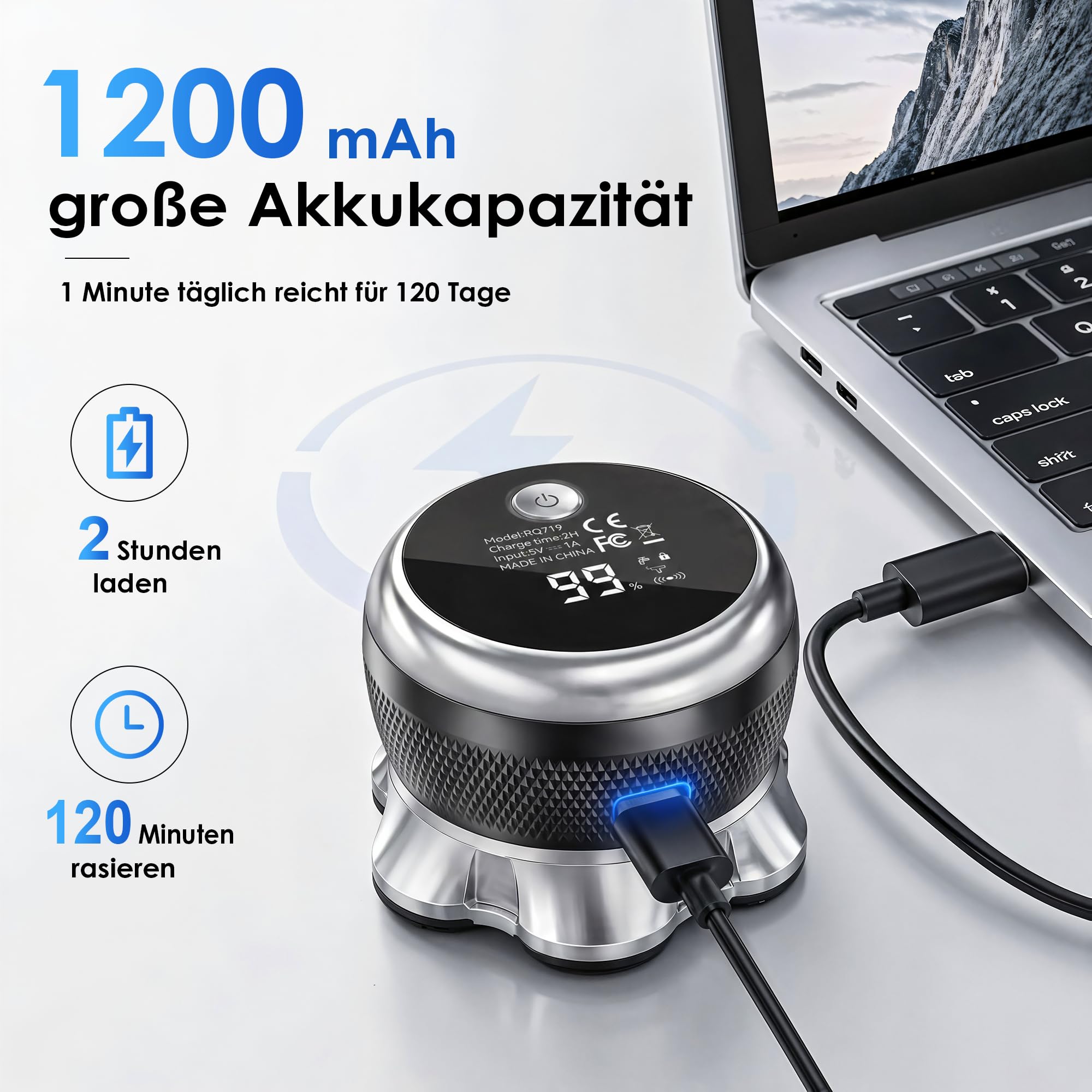 Glatzen Rasierer Herren–ICARE Glatzenrasierer 7D mit Magnetischen Scherkopf