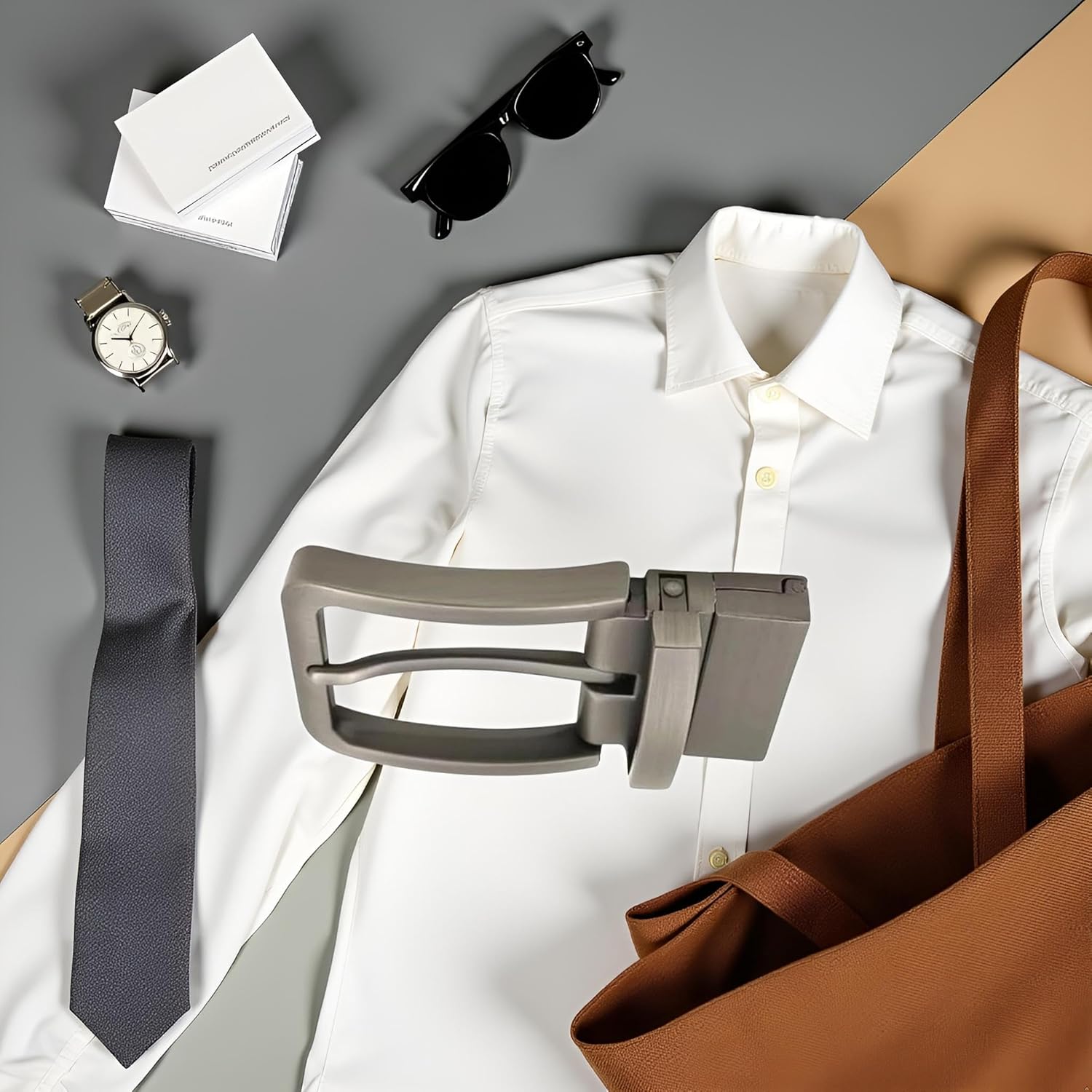 Gray Alloy Clamp Belt Buckle Belt Strap Replacement Buckles Reversible Belt Buckle Men Accessories