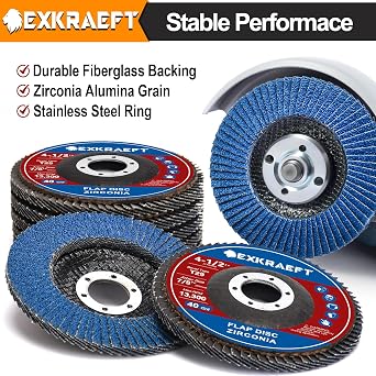 EXKRAEFT Flap Discs 4 1/2 for Angle Grinder, 50pcs Grinder Sanding Disc