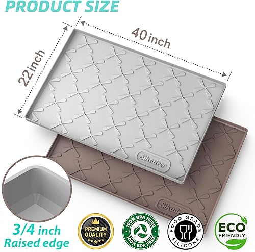 Miniatura 73 de SIKADEER - Tapete para debajo del fregadero, impermeable, 34 x 22 pulgadas, tapete de silicona con borde elevado, se adapta a gabinete estándar