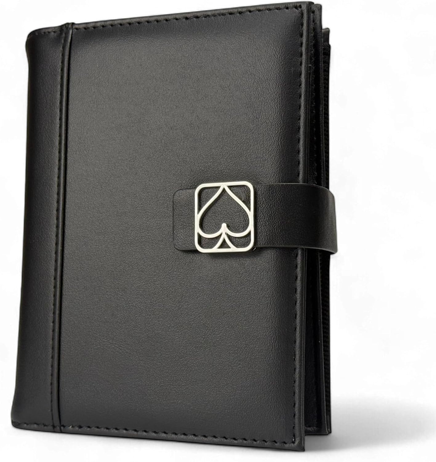 Luck Lab Double Deck Leather Playing Card Case/Holder - Fits Two Decks of Poker or Bridge Size Cards, Notepad and Pen (Black)