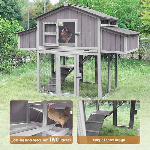 Miniatura 4 de Gallinero plegable grande para aves de corral gallinero de madera al aire libre con carrera caja de anidación en montaje sin tiempo