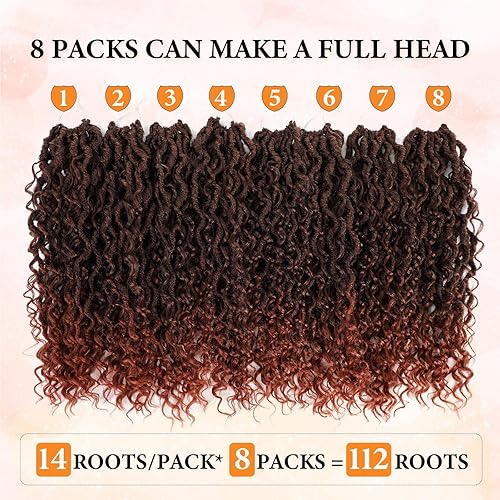 Miniatura 5 de Wodun Goddess Locs - Cabello de ganchillo de 14 pulgadas, 8 paquetes de cabello sintético de ganchillo, cabello de ganchillo previamente enrollado