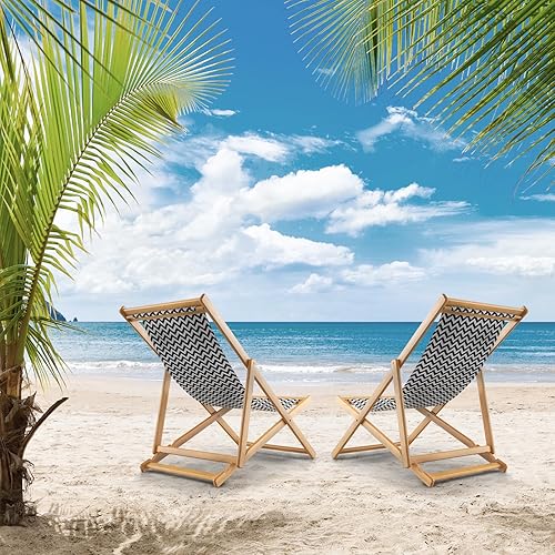 Miniatura 9 de Giantex Silla de camping plegable para patio  Silla de exterior con 3 posiciones ajustables, lona transpirable, silla de bambú para exterior,