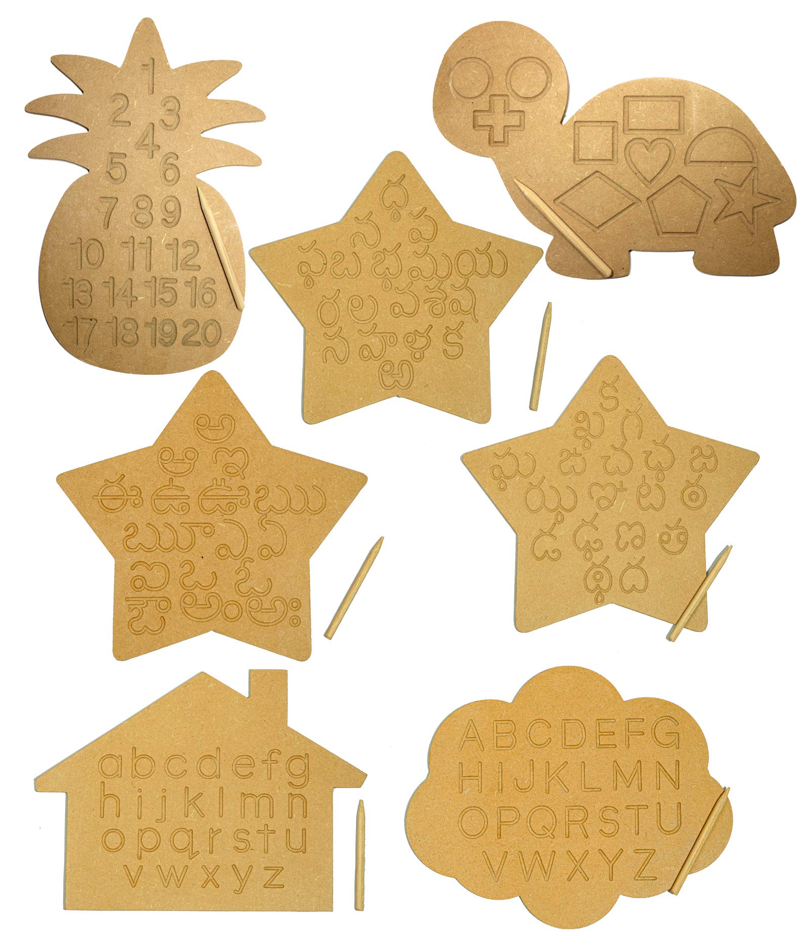 Buy Whittlewud Pack of 7 Alphabets Tracing Boards for Kids with Telugu
